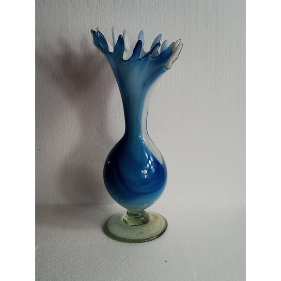 Beautiful Blue And White Glass Decorative Vase - Picture 13 of 13